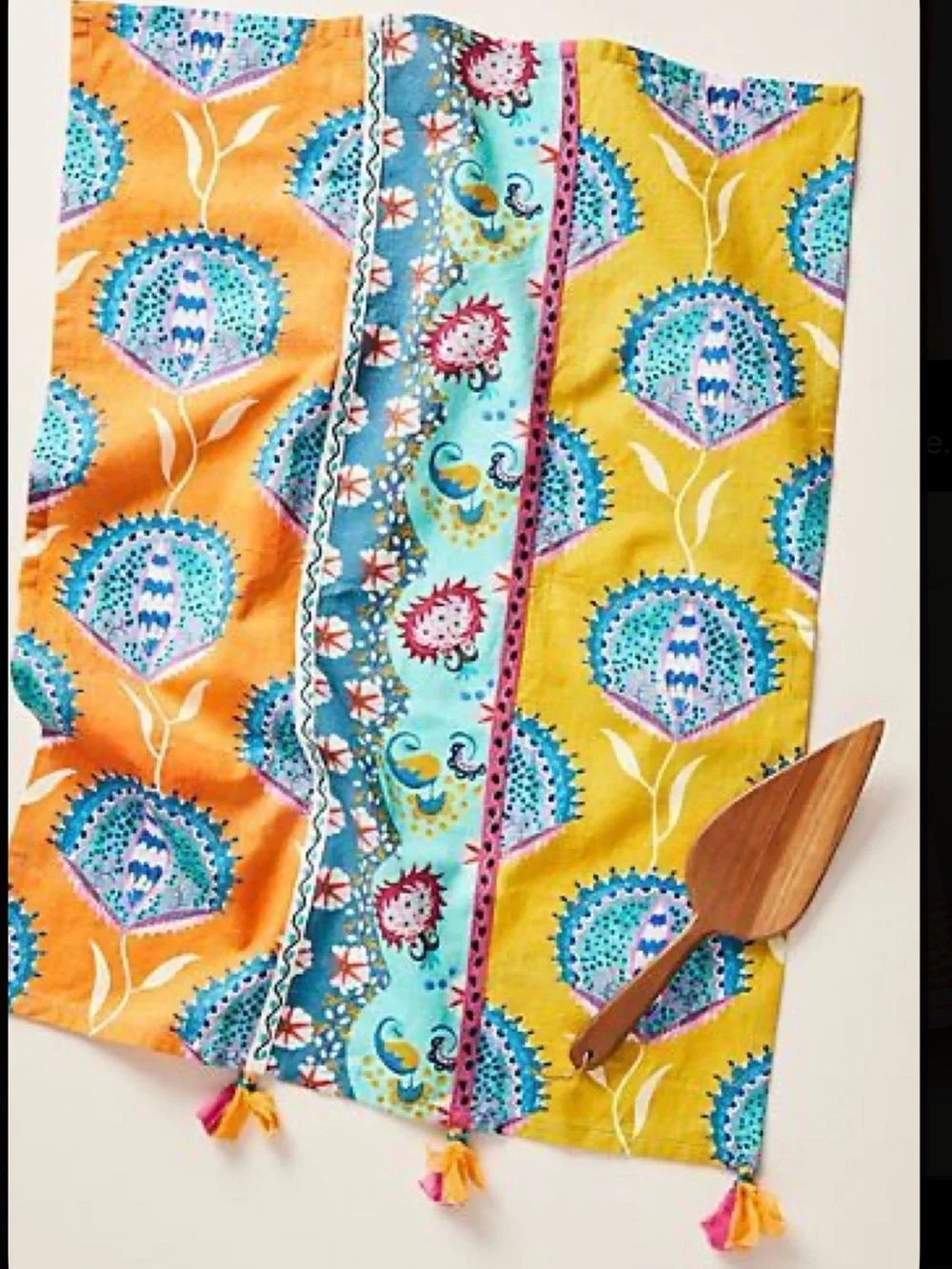 New🌟Anthropologie-Vibrant Floral Tassel Dish Towel